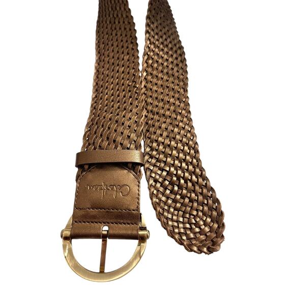 NWT COLE HAAN Gold Woven Wide Braided Leather Adjustable Ladies Size Small - Picture 6 of 9